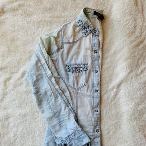 F21 chambray shirt with beading